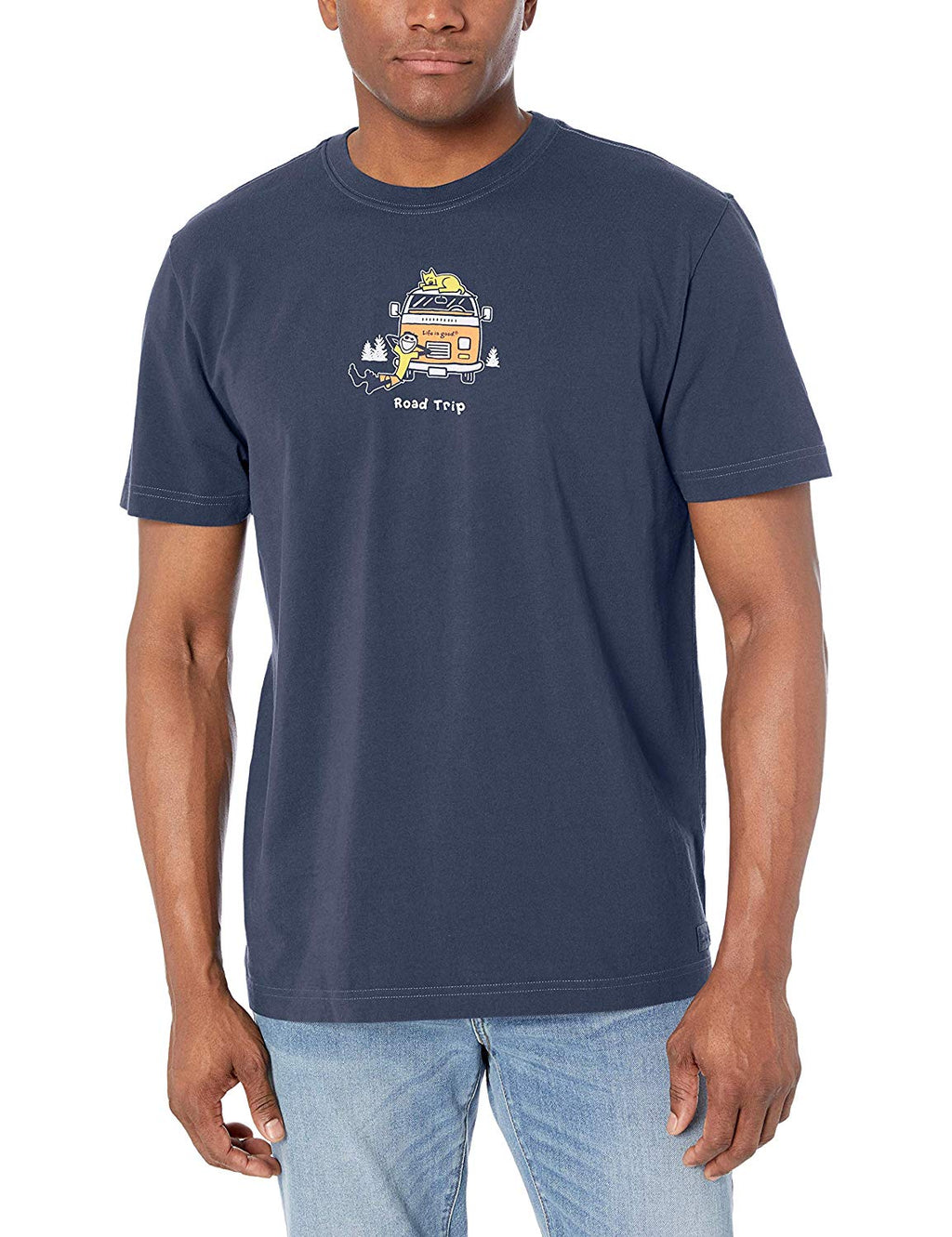 Life is Good VW "Road Trip" Men's Vintage Crusher T-shirt, Darkest Blue