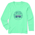 Life is Good Women's Love Bus Long Sleeve Crusher Vee, Spearmint Green