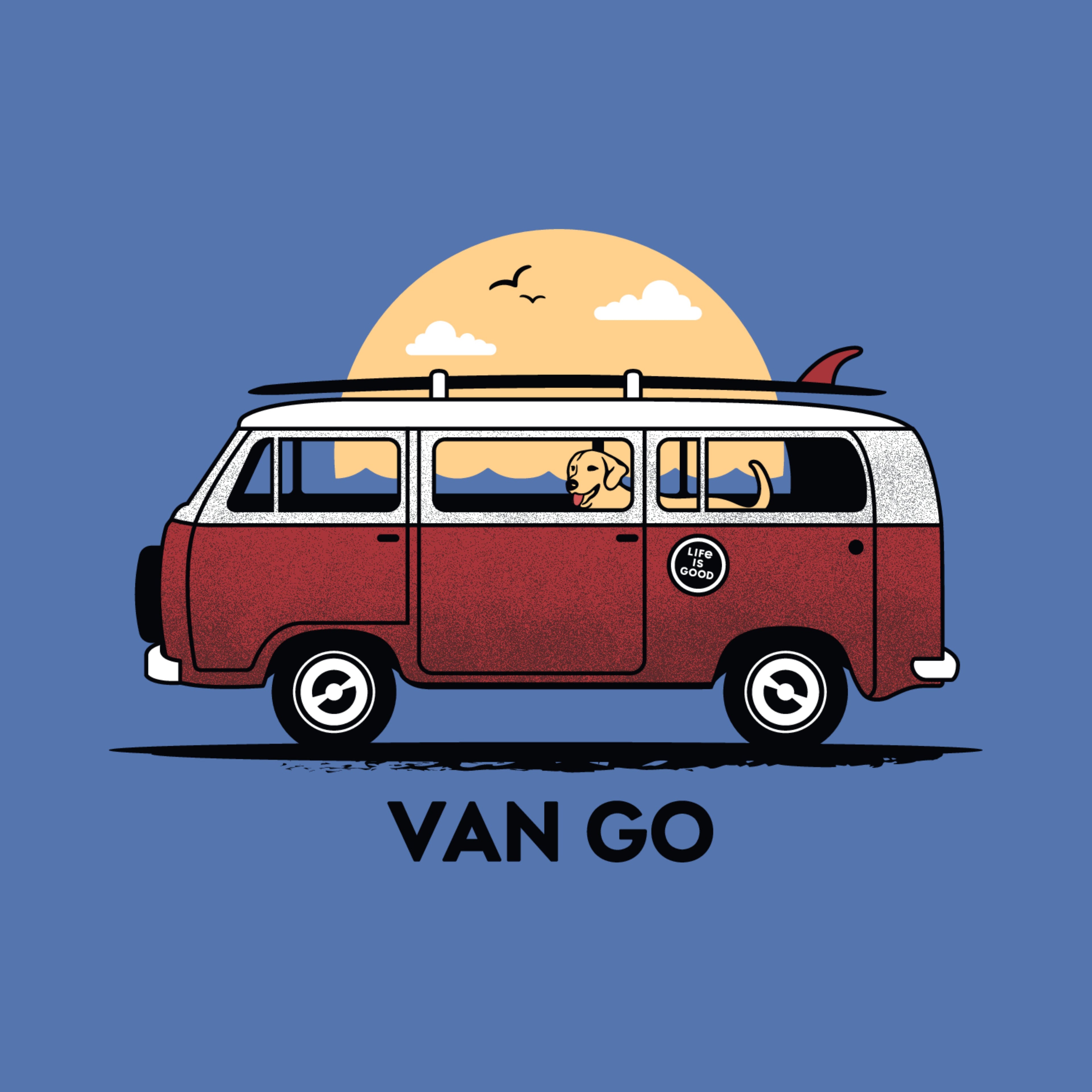 Life is Good VW Van Go Men's Crusher Tee, Royal Blue