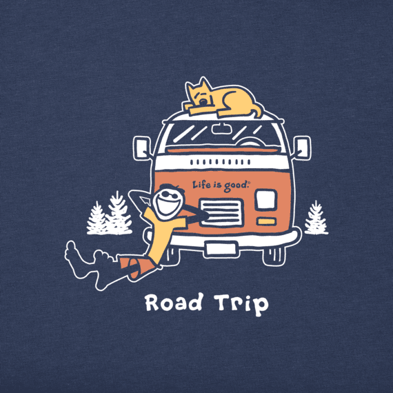 Life is Good VW "Road Trip" Men's Vintage Crusher T-shirt, Darkest Blue