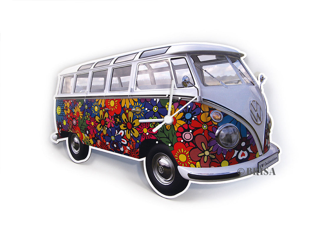 VW T1 Wall Clock Flowers